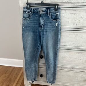 Super skinny ankle high rise destroyed jeans